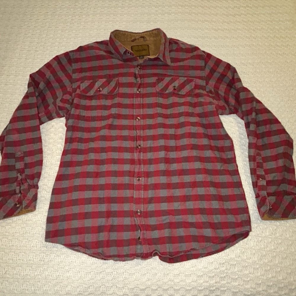 Venado Men Flannel Check Button Up Shirt Sz XL Red Long‎ Sleeve Soft Plaid